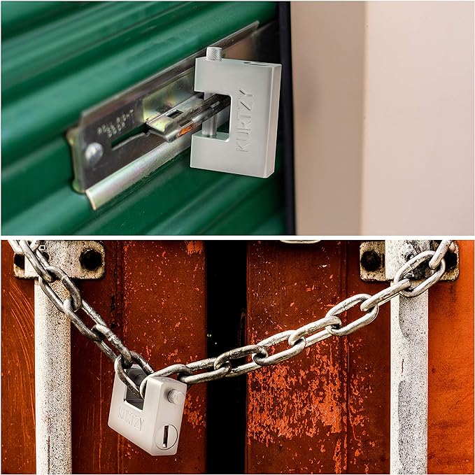 Cadenas robuste de 1 kg avec 5 clés – Serrure monobloc en acier massif trempé