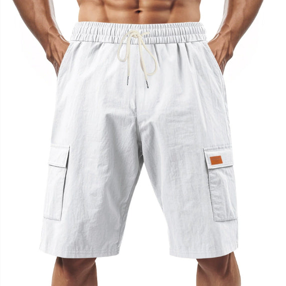 Short Cargo "Horizon-Lin" – Taille Élastique, Cordon de Serrage & Poches Latérales