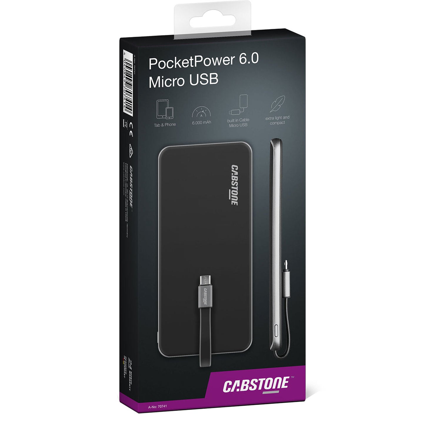 Cabstone PocketPower 6 000 mAh micro-USB
BATTERIE EXTERNE 6 000 MAH SUR PORT MICRO-USB