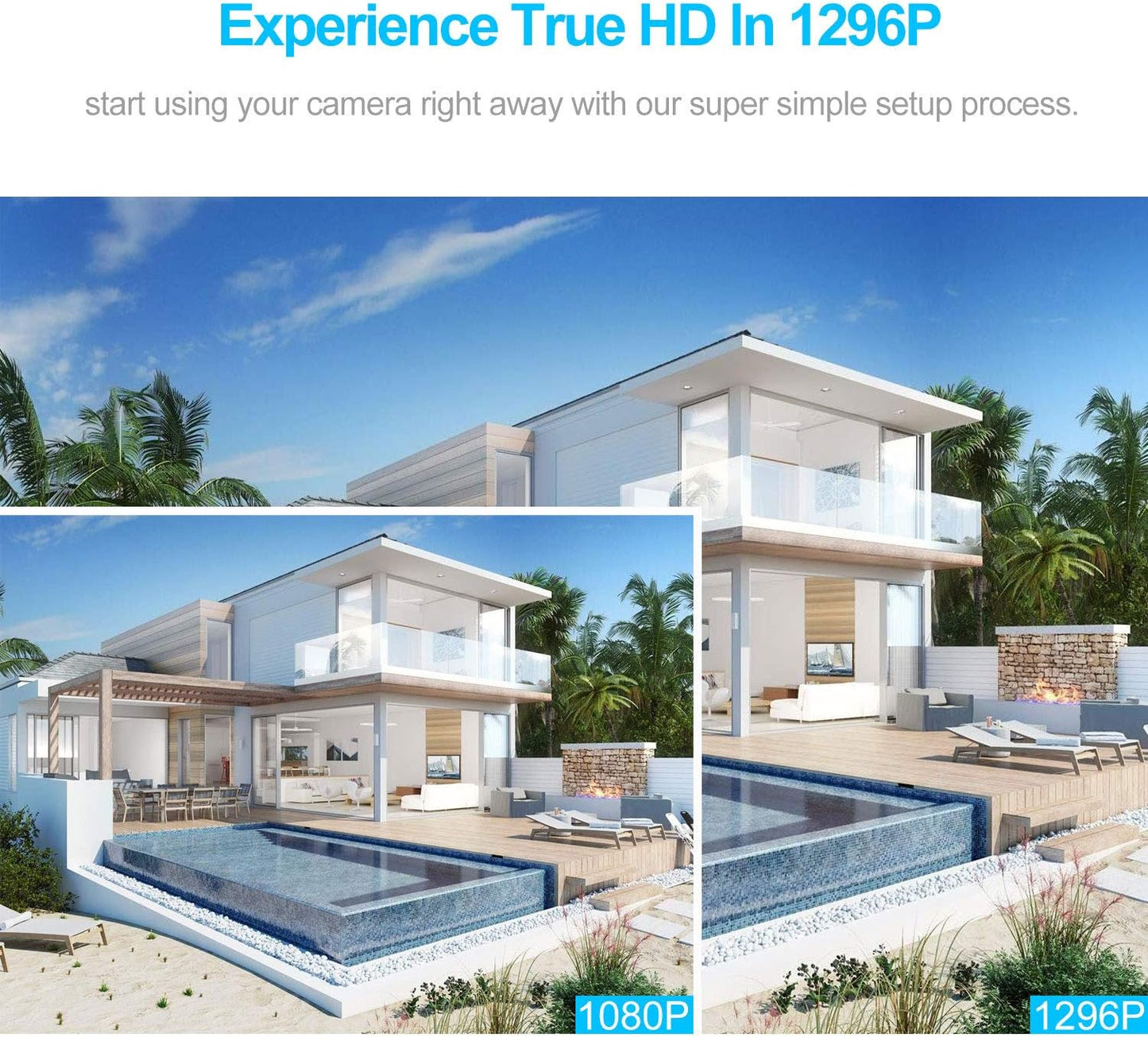 SriHome Caméra de surveillance Wi-Fi pour intérieur ou extérieur, résolution de 1296p, avec détecteur de mouvement, audio bidirectionnel, vision nocturne, indice d’étanchéité IP66