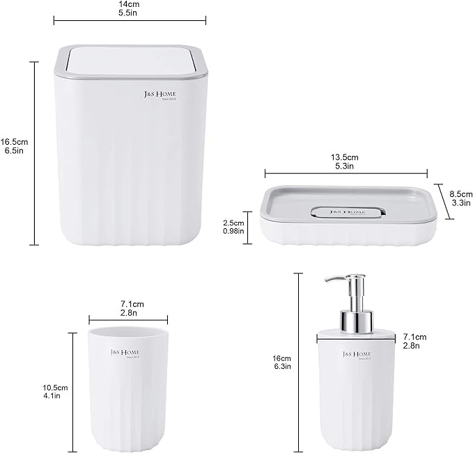 Kit Salle de Bain Moderne, Coupe de Brosse à Dents, Porte-Savon, Poubelle, Distributeur de savon