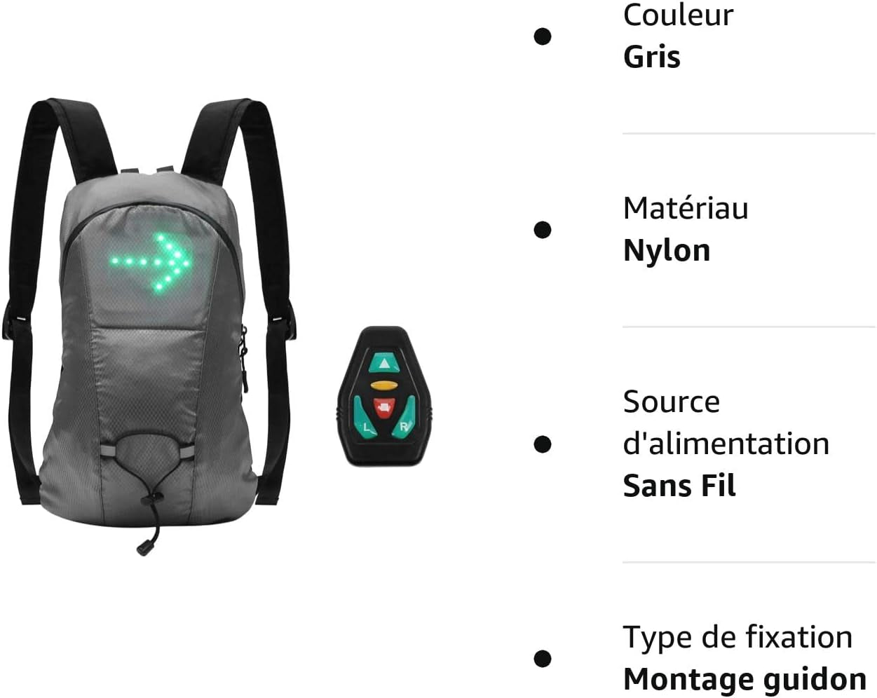 Sac À Dos Réfléchissant Léger USB Rechargeable Indicateur de Direction du Signal Lumineux sans Fil neuf