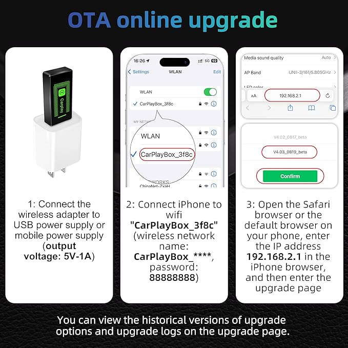Adaptateur Carplay sans Fil pour iPhone, Mise à Niveau 2024, clé USB CarPlay, Facile à Brancher et à Jouer, Compatible avec Les Voitures à partir de 2016 et iPhone iOS 10+