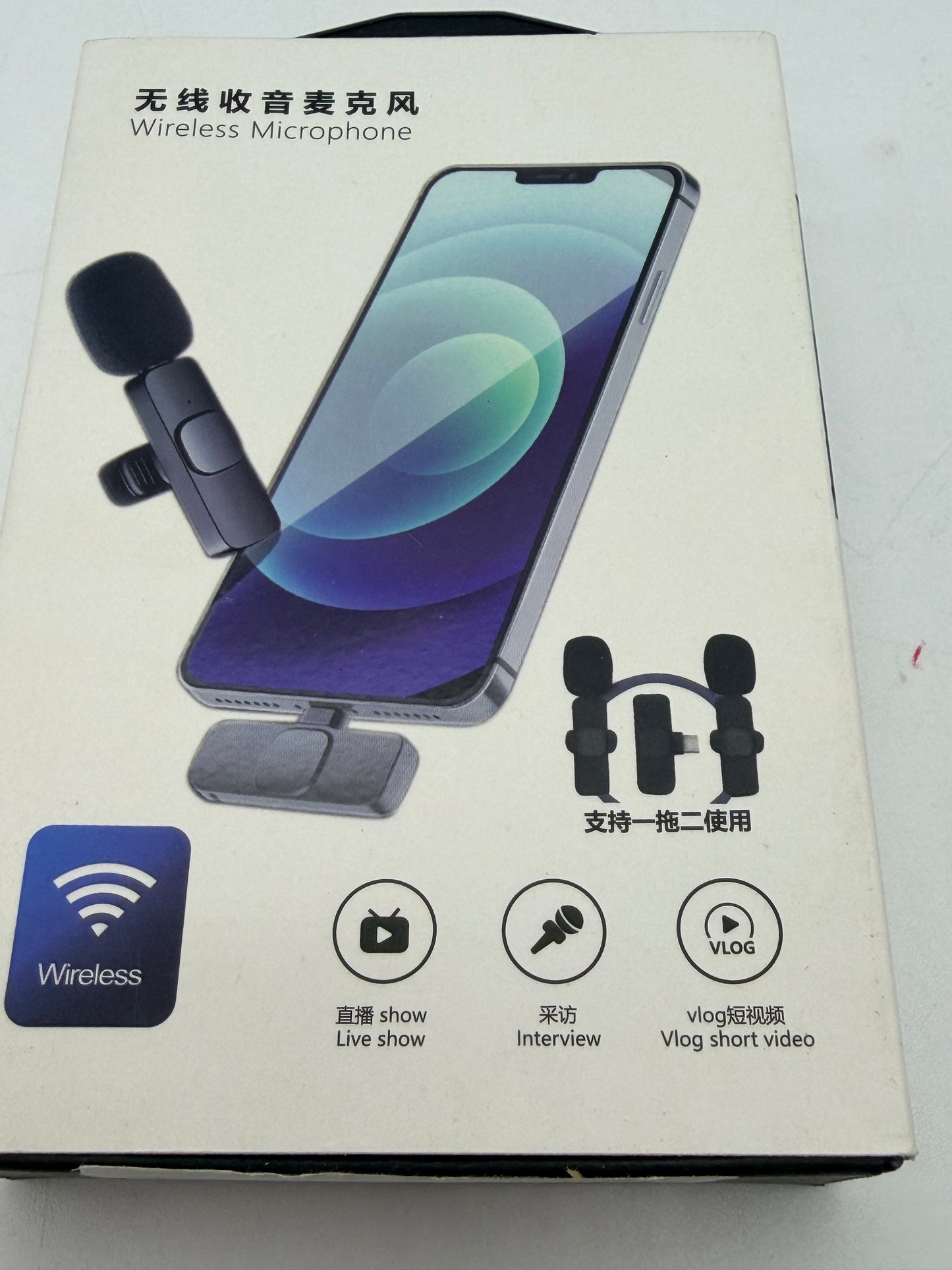 Microphones sans Fil pour Android, Microphone Bluetooth à Clipser sans Fil, Mini Microphone Cravate pour Enregistrement vidéo, Diffusion en Direct, Vlog, Youtube, TikTok (2 micros
