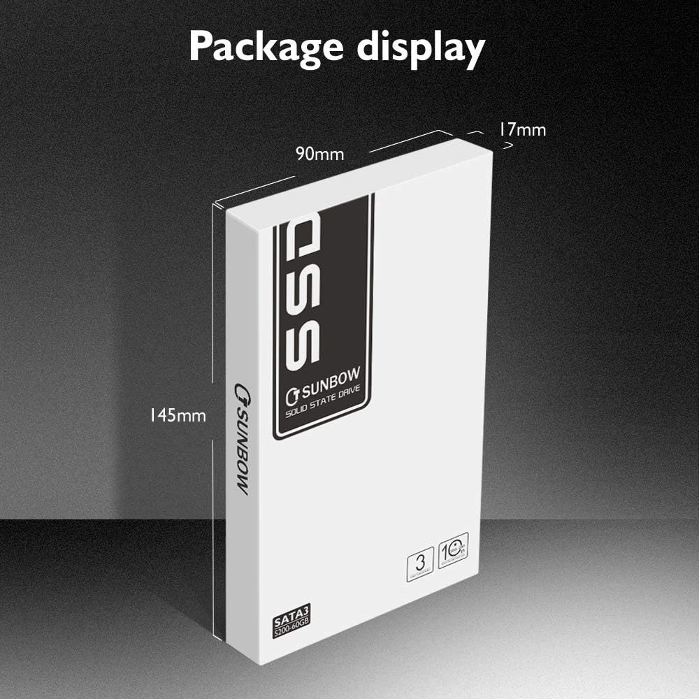 TCSUNBOW 240 Go 250 Go 256 Go 2.5 Pouces SSD avec 256 Mo de Cache SATAIII 6 Go/s Disque Dur Interne à Semi-conducteur pour Ordinateur Portable Tablette PC (X3 240 Go)