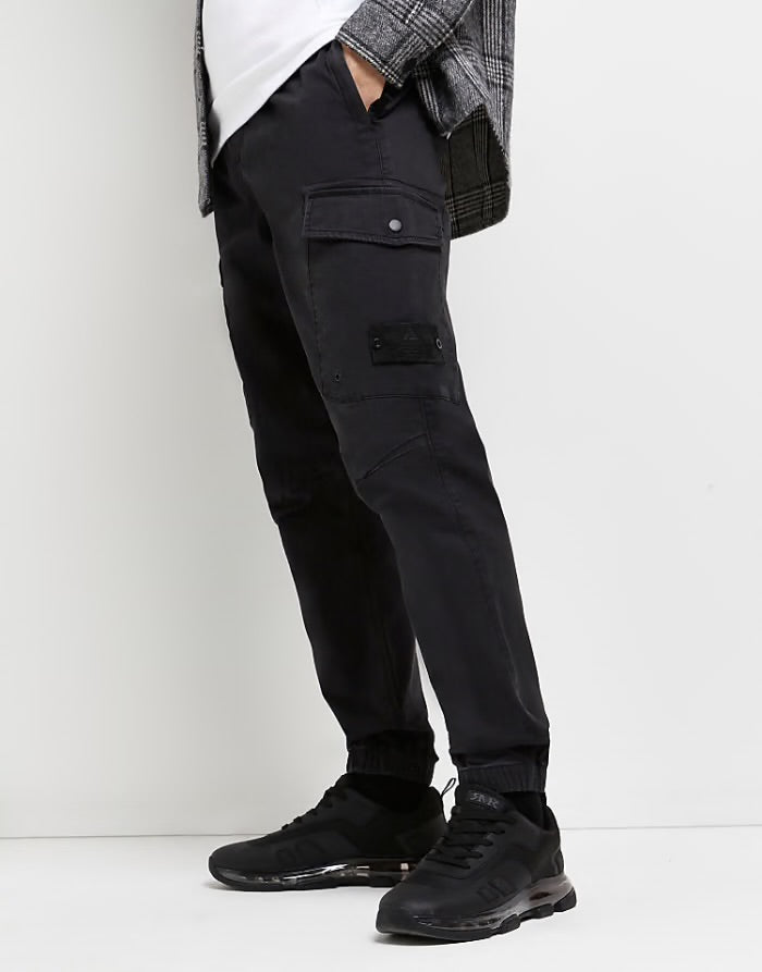 River Island - Pantalon cargo - Noir délavé