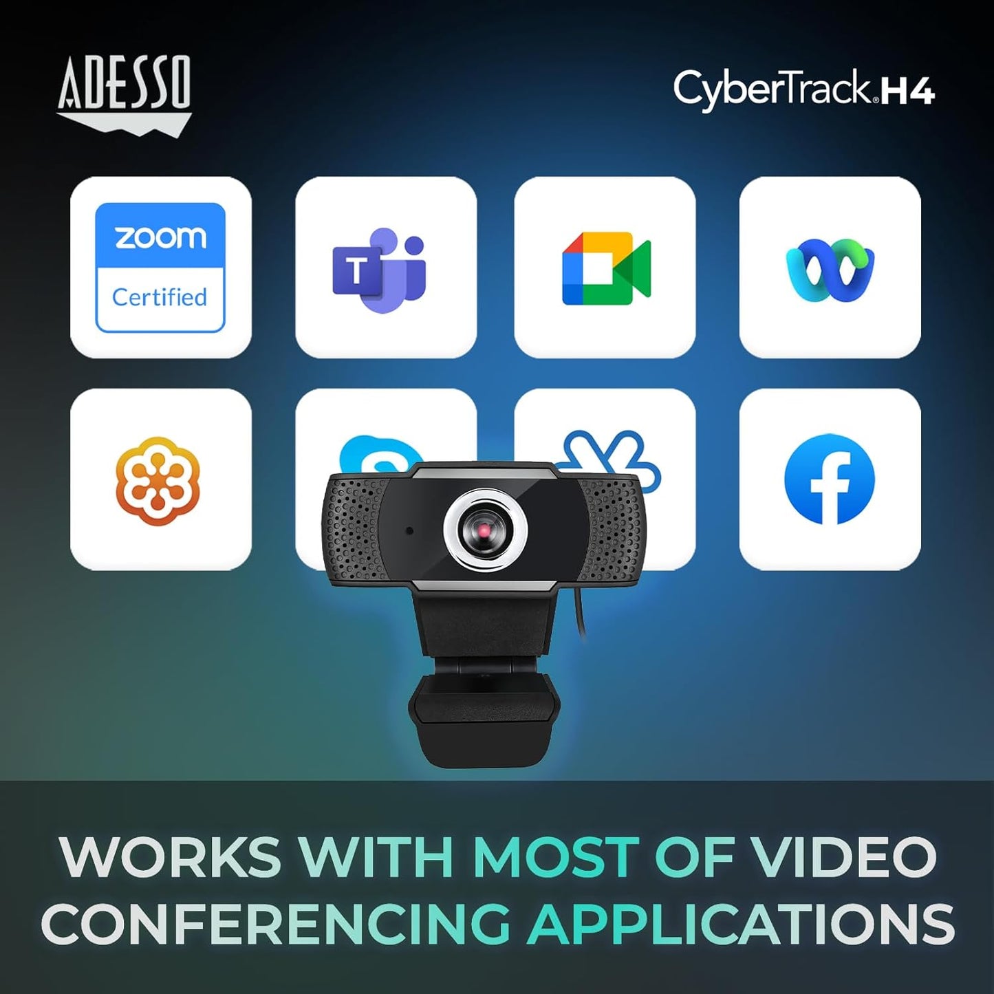 Adesso CyberTrack H4
WEBCAM 1080P - CMOS 2.1 MP - MICROPHONE - FOCUS MANUEL - USB