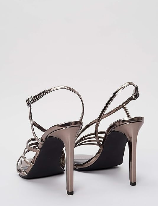 FIND Assymetric Embellished Sandal Bout Ouvert, Noir (Black), 39 EU - Amazon Vine