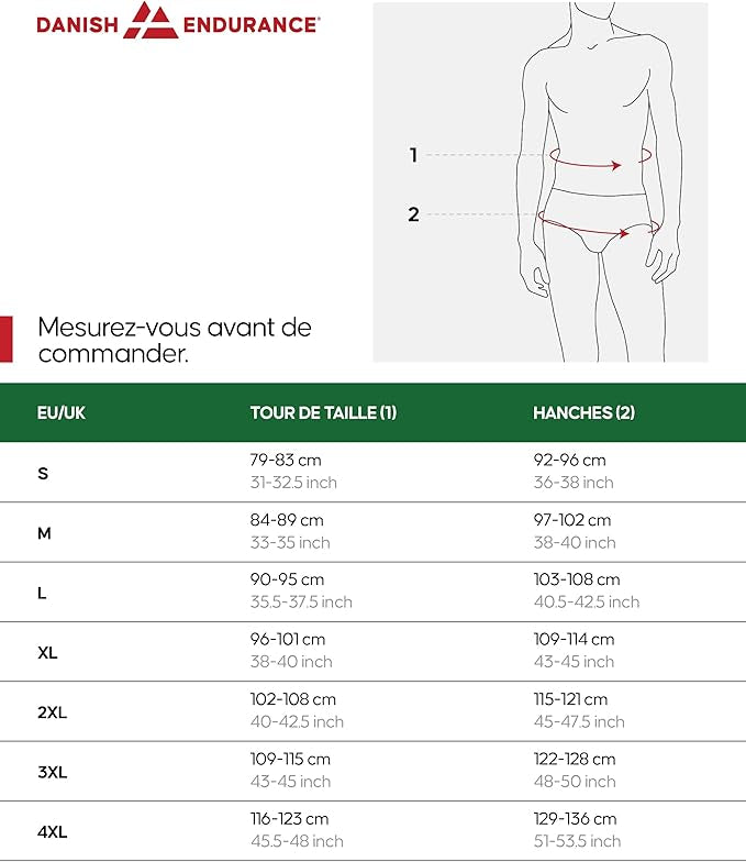 DANISH ENDURANCE Boxers de Sport, Respirants et Légers, Évacuent la Transpiration, pour Homme, Lot de 6
