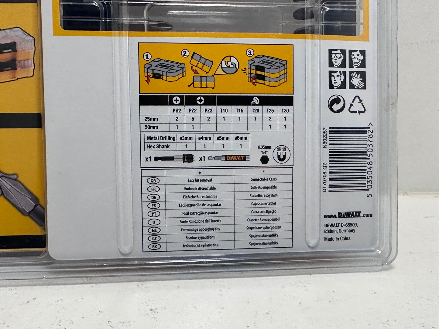 DeWalt DT70708-QZ Coffret Toughcase Coffret 25 Pièces - Embouts de Vissage et Forets Métal - Pour Perceuse-Visseuse Argent