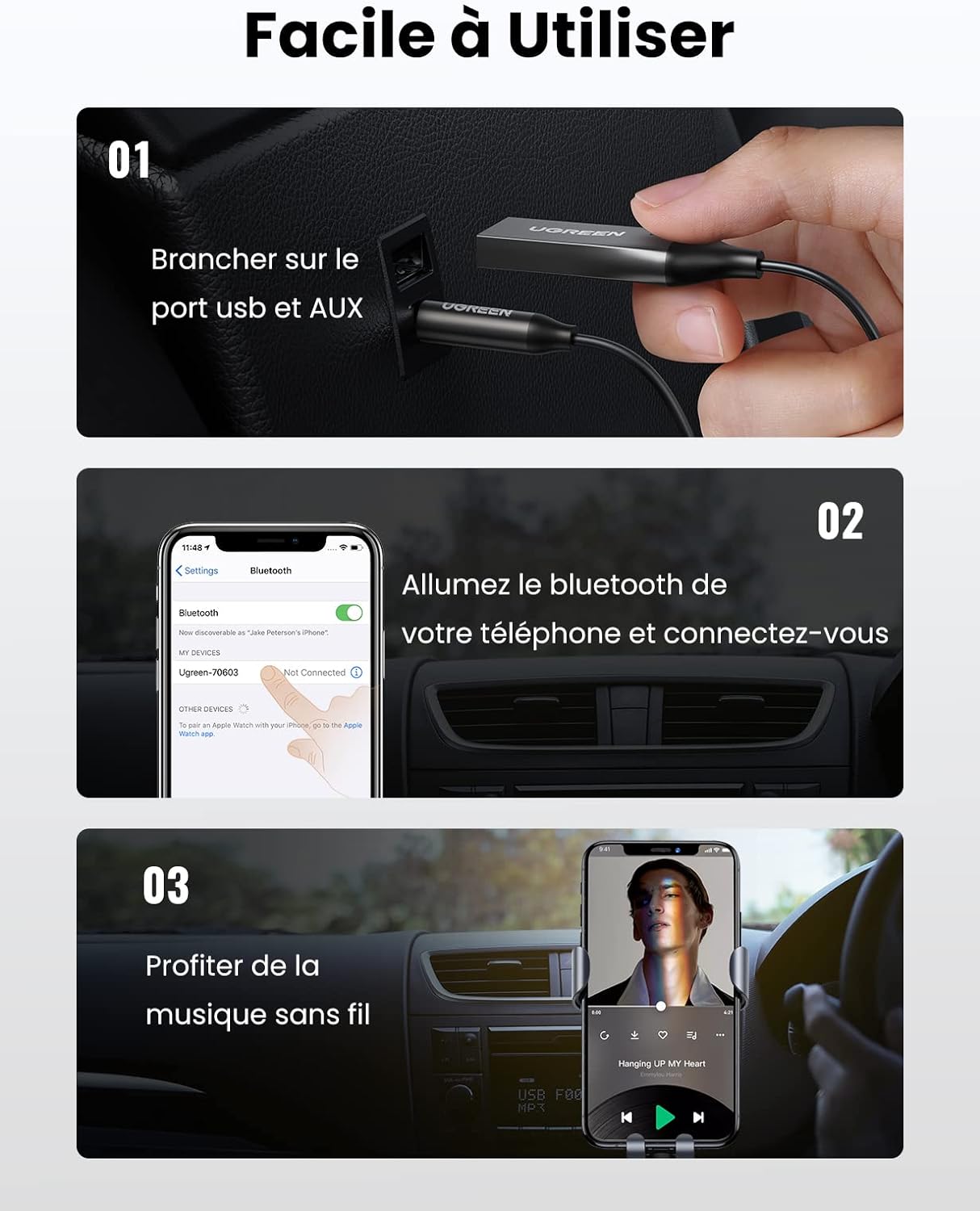 Récepteur Bluetooth 5.0 pour Voiture carte SD,usb neuf