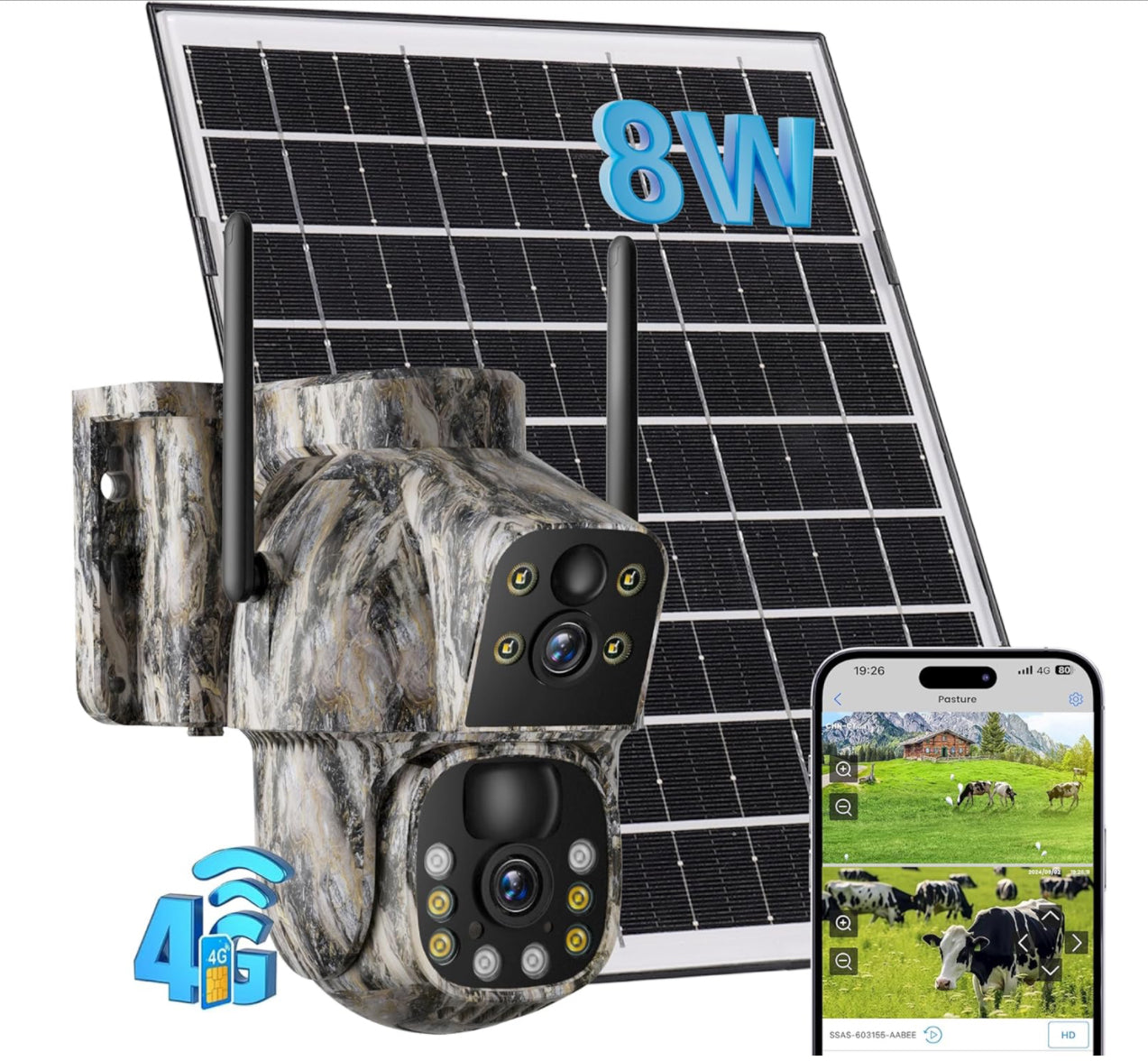 Camera Chasse 4G, Batterie 12000mAh, 2K+2K Double Caméra 4G Autonome,Camera 4G Solaire Exterieur avec détection de Mouvement,Vision Nocturne Couleur,Suivi Automatique,IP66(sans Panneau Solaire)compatible avec tout les opérateurs mobiles