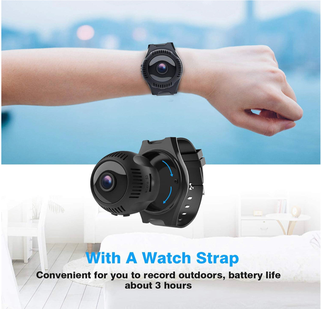 Mini Caméra WiFi, HD 1080P WiFi avec Vision Nocturne Détection de Mouvement Grand Angle 160° neuve
