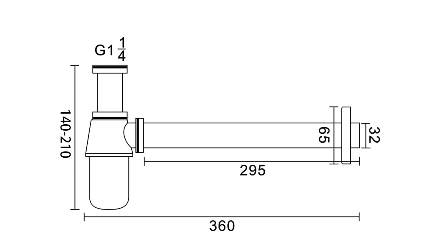 Ibergrif M20505B, Siphon de Lavabo en Métal, Siphon à Tube 1-1/4"x32mm, Tube Siphon de Lavabo en Acier Inoxydable Anti Odeur pour Evier Cuisine, Hauteur Réglable, Givré, Noir