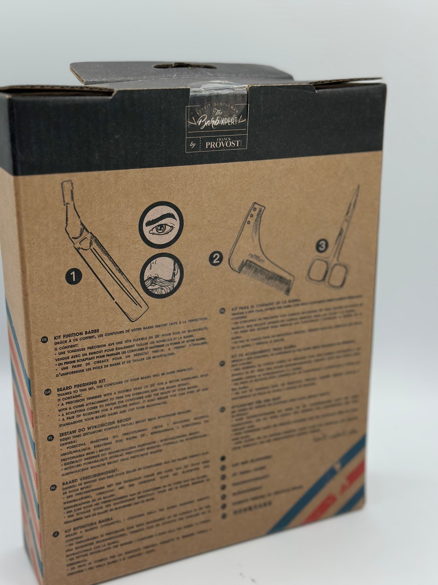 FRANCK PROVOST - Kit finition barbe : Tondeuse précision a tete inclinable, Peigne sculptant, Ciseaux