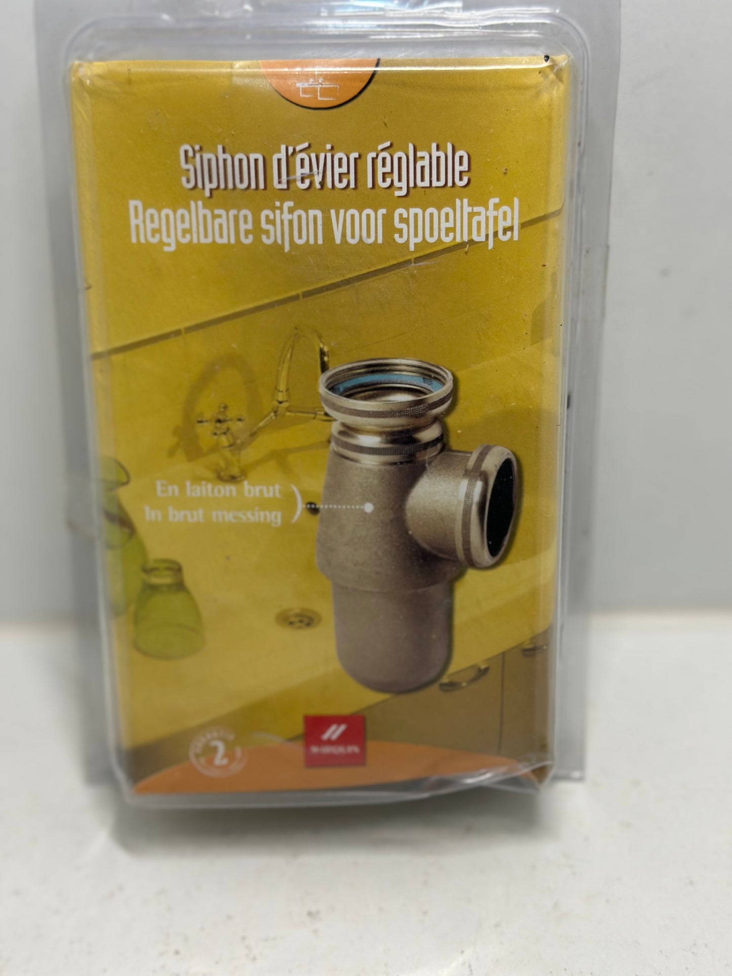 Wirquin SL501C Siphon d'évier classique ⌀40 mm en laiton réglable en hauteur, blanc