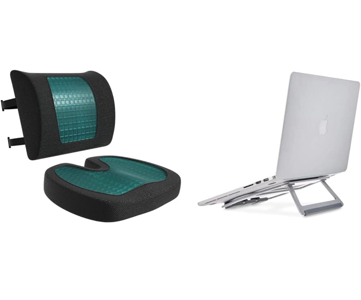 Lot de 2 Coussins d’assise et de soutien lombaire, Mousse à mémoire de forme et gel rafraichissant