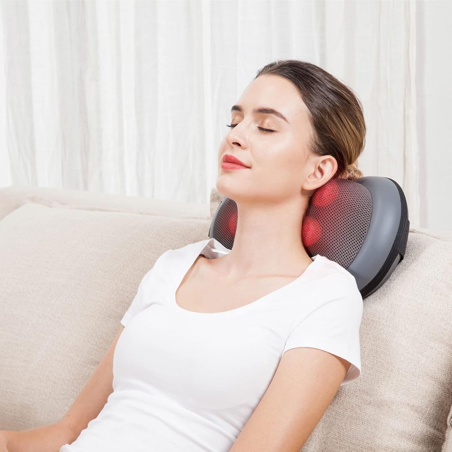 SNAILAX Masseur Shiatsu pour Cou et dos avec Fonction de Chaleur Pétrissage Massage oreiller pour Soulagement des Douleurs Musculaires Cou Dos Nuque Cuisse Epaule Bureau Domicile Voiture SL618