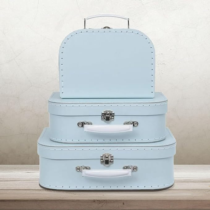 Valises , Lot de 3 - Boîtes Cadeaux emboîtables, Bleu Pastel neuves