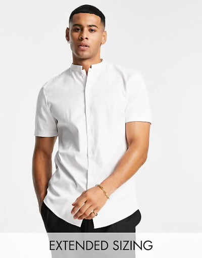ASOS DESIGN - Chemise cintrée à col mao en satin