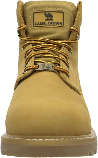 CAMEL CROWN Bottes à lacets Bottes de combat pour hommes Bottes de travail Bottes pour hommes Chaussures de travail en cuir Bottes de travail classiques à tige courte pour extérieur Bottes de loisirs antidérapantes