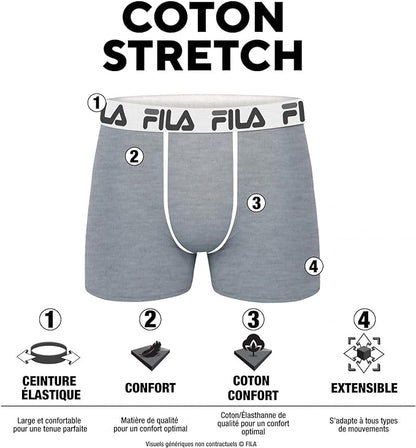 FILA Caleçon Boxeur (Lot de 4) Homme neuf