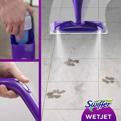 Swiffer WetJet Nettoyant Sol pour Balai Spray, Vent de Fraicheur, 5L (4 unités x 1.25L), Nettoyant