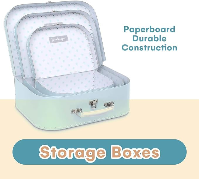 Valises , Lot de 3 - Boîtes Cadeaux emboîtables, Bleu Pastel neuves