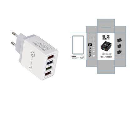 Chargeur USB Charge rapide 3.0 4 Adaptateur de téléphone pour tablette Chargeur mobile mural portable
