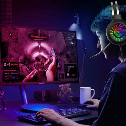 Casque de Jeu, Casque de Jeu Filaire stéréo 3,5 mm avec rétroéclairage Arc-en-Ciel RVB, Son Surround de Casque Professionnel et Microphone à réduction de Bruit, pour PS4 / Xbox One/Mac/PC (Noir)
