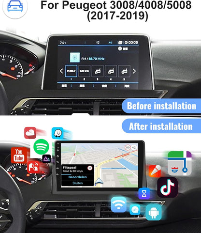 Autoradio Android pour Peugeot 5008/4008/3008 2017-2020, CarPlay/androide auto GPS Navigation