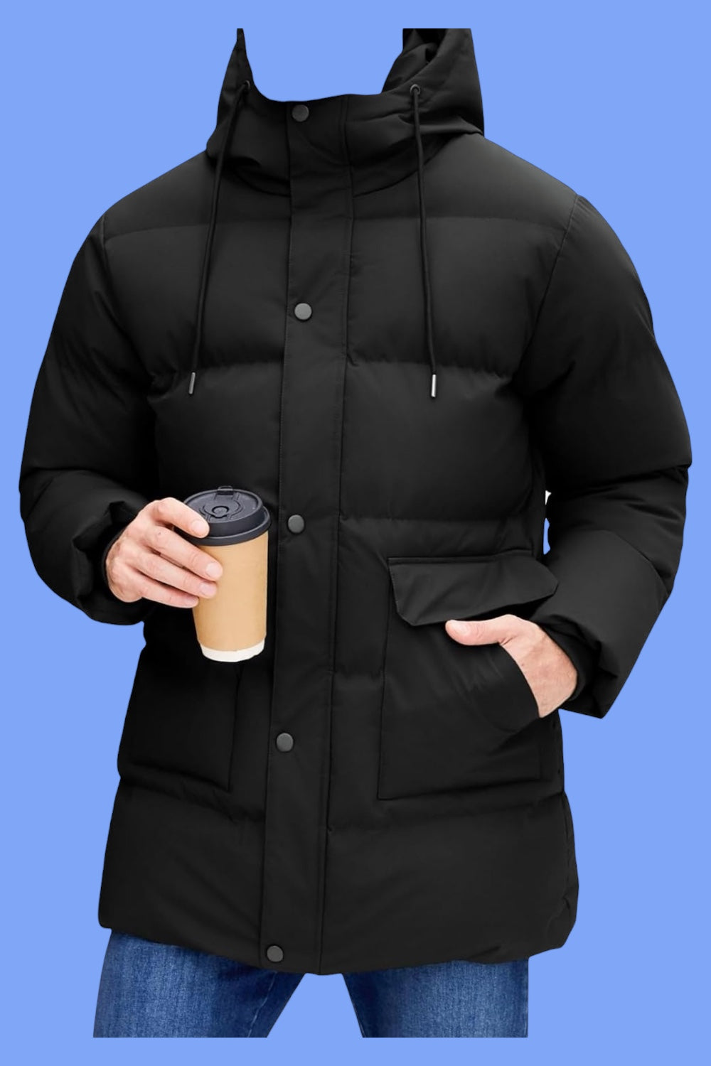 Xnova Manteaux Homme Hiver Décontracté Thermique mi-long Veste avec Capuche Jacket Coupe-vent Manteau Chaude Parka imperméable