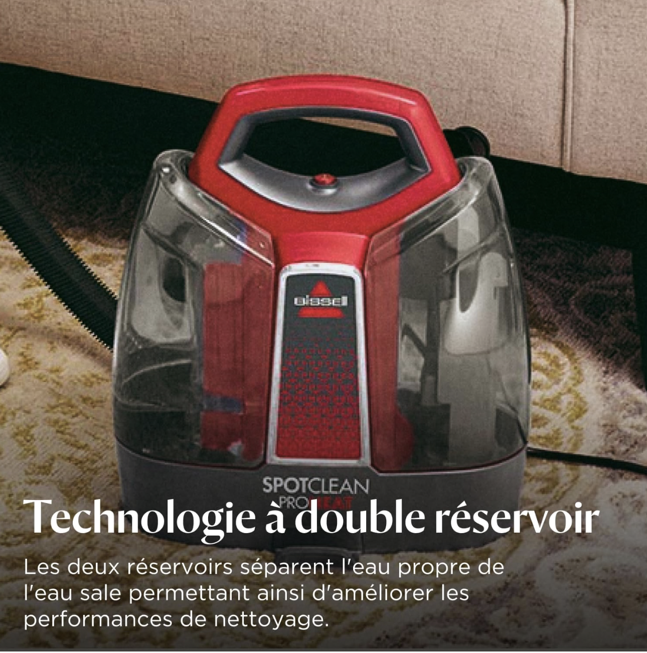 BISSELL SpotClean ProHeat, Shampouineuse Canapé, Moteur Puissant de 330W, Design Compact, avec Technologie HeatWave, Nettoyeur pour Tapis, Moquettes, Meubles, Tissus, Voiture & Plus Encore,