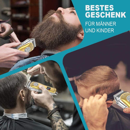 Tondeuse à cheveux professionnelle pour homme, câble USB/sans fil, rechargeable avec écran LED (doré)