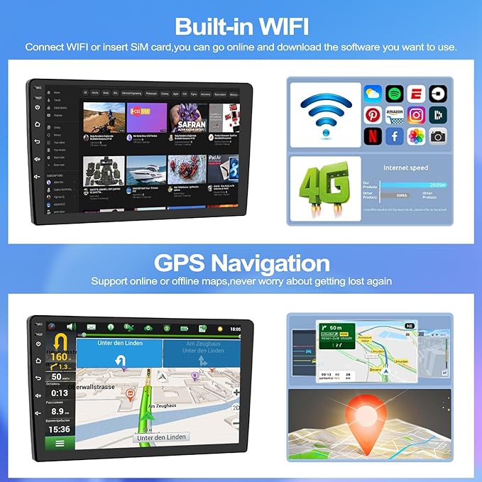 Autoradio 12’’ 2din CarPlay et androïde auto wifi, Bluetooth universel neuf