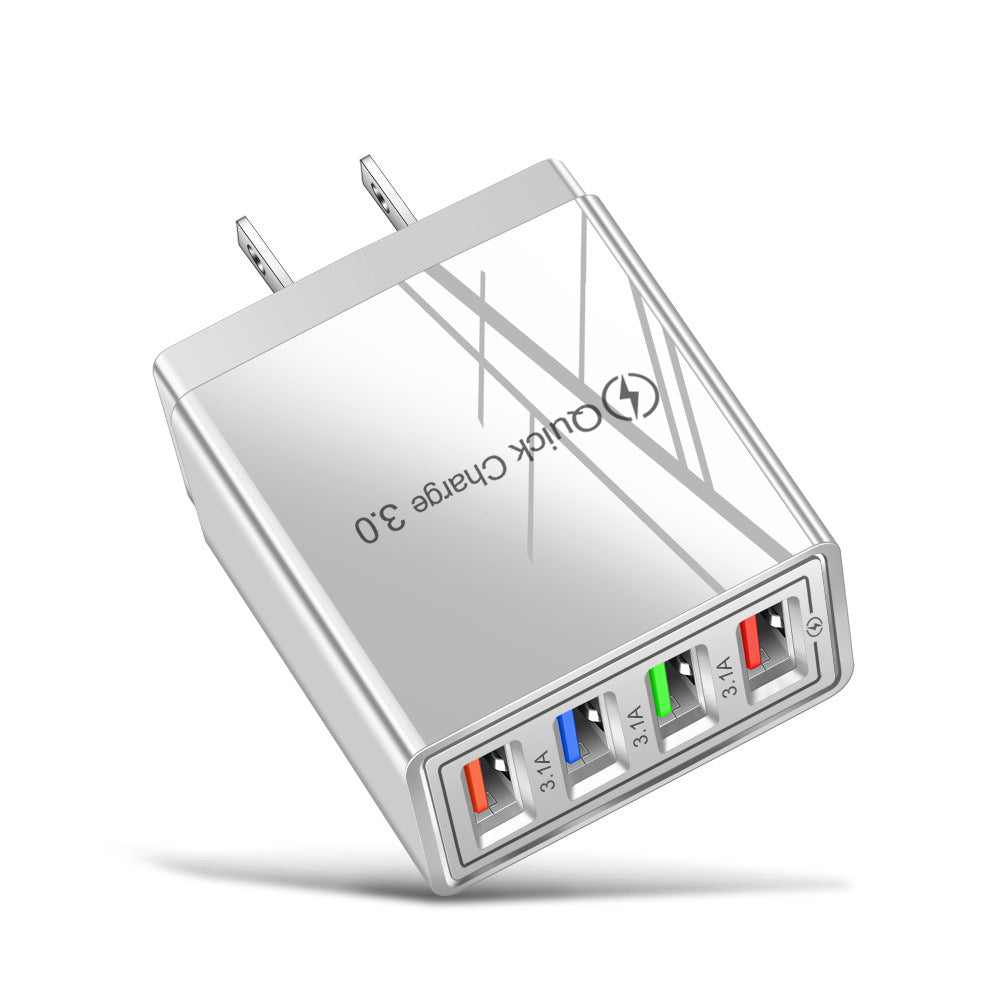 Chargeur USB Charge rapide 3.0 4 Adaptateur de téléphone pour tablette Chargeur mobile mural portable