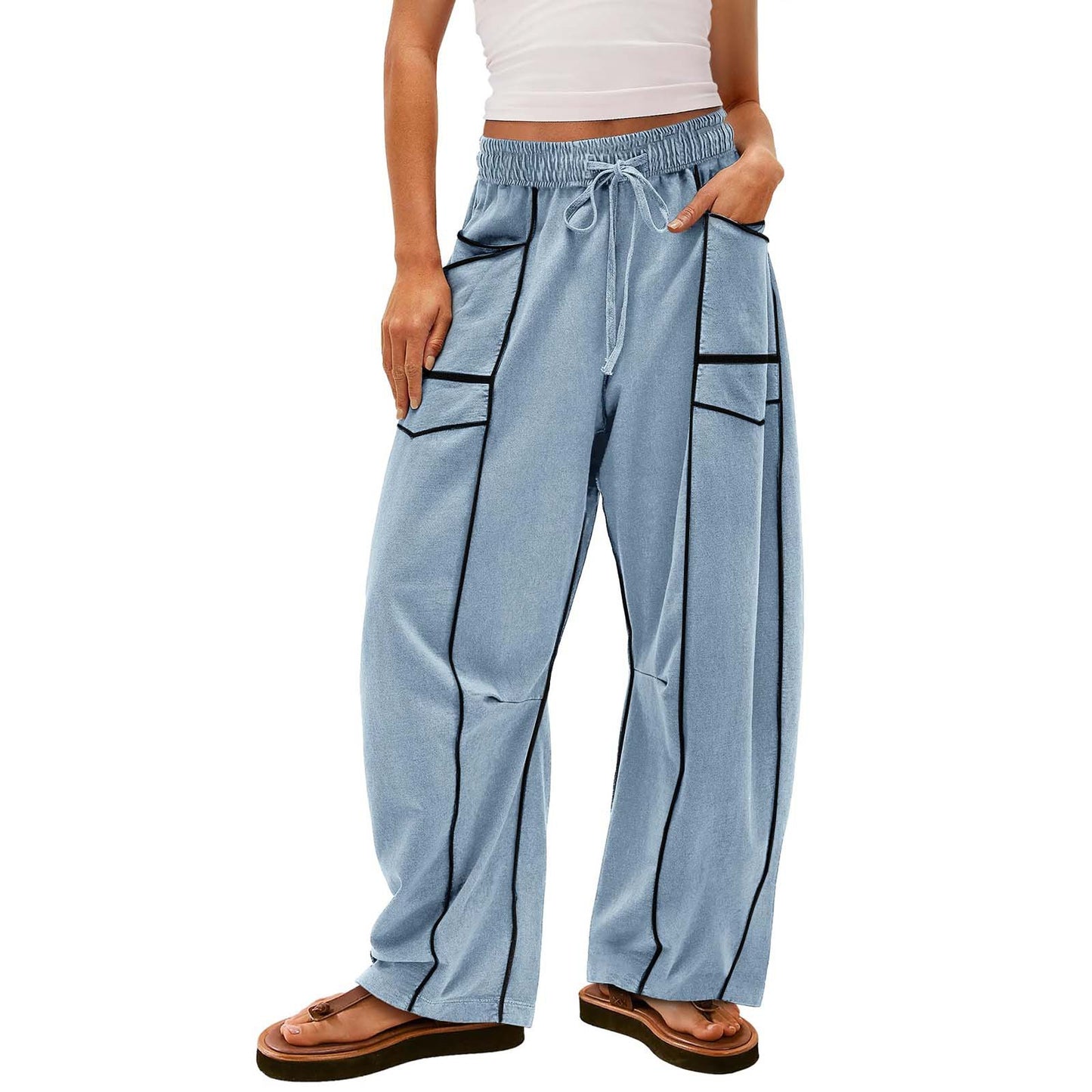 Pantalon Cargo Graphique "Aura" – Coupe Large & Détails Contrastés