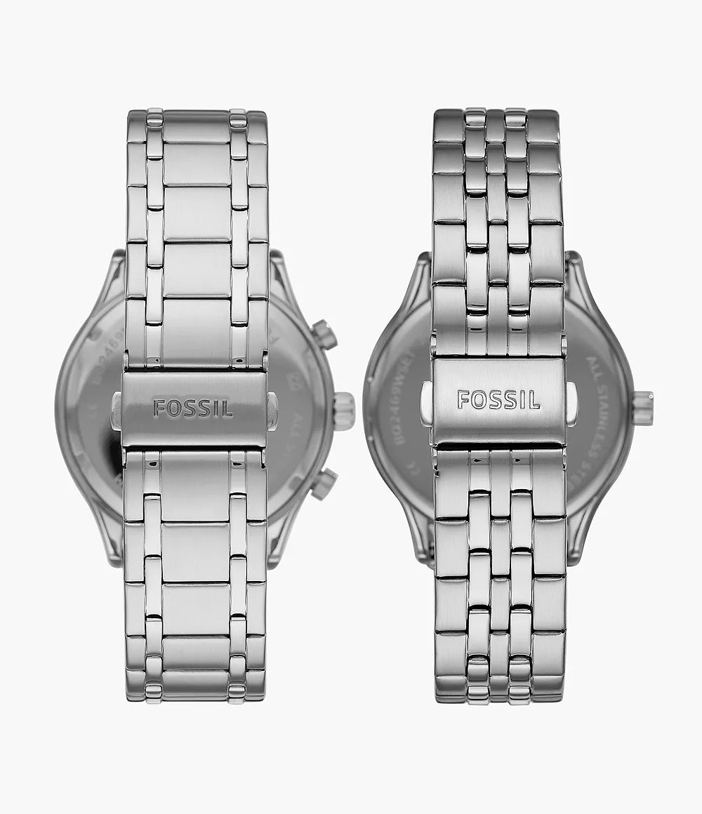 Coffret cadeau montre Fenmore multifonction en acier inoxydable pour Elle et Lui