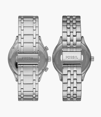 Coffret cadeau montre Fenmore multifonction en acier inoxydable pour Elle et Lui