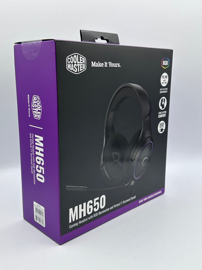 Casque de jeu Cooler Master RGB avec son surround virtuel 7.1 - Multiplateforme compatible avec les haut-parleurs audio en néodyme de 50 mm, un micro à flèche ultra-transparent et un cadre portable - USB de type A, noir