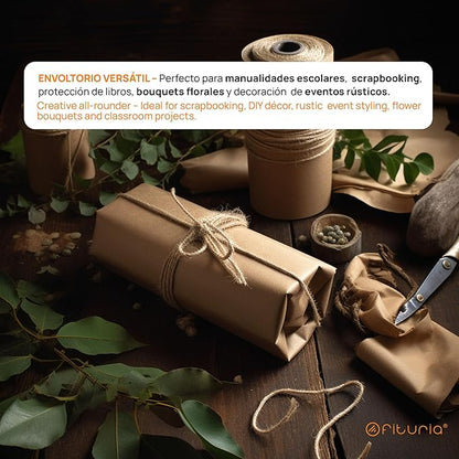 Papier Kraft Brun 70 g/m² – 0,90×10 m – Lot de 3 Rouleaux – Emballage, DIY & Décoration – Résistant déchirure – Compatible Acrylique & Huile