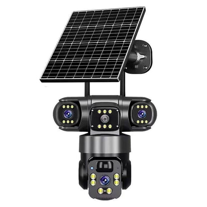 Caméra de surveillance solaire sans plug-in multi objectifs
