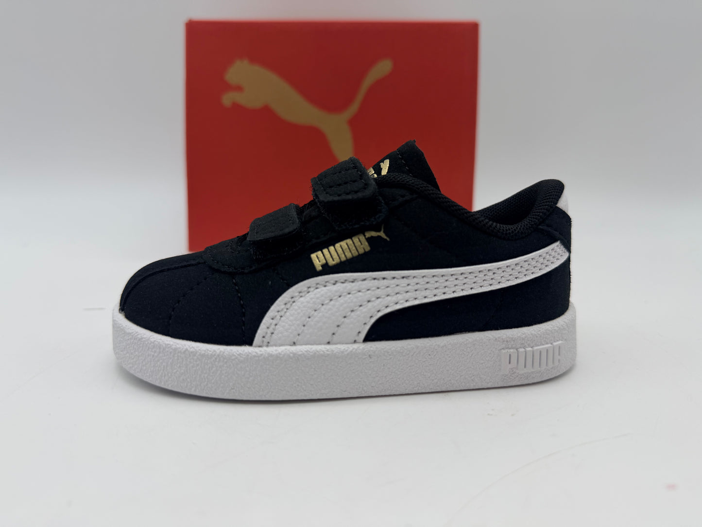 PUMA Mixte bébé Club II V INF Sneaker, Black White Gold, 21 EU