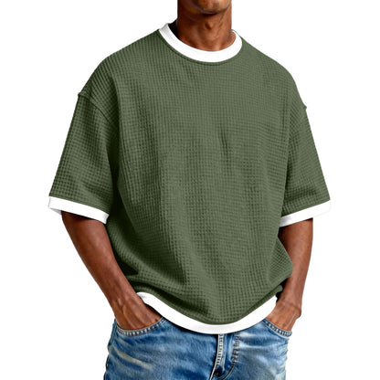 T-Shirt "Contrast-Edge" – Col Rond & Design Bicolore en Mélange de Coton