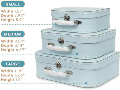 Valises , Lot de 3 - Boîtes Cadeaux emboîtables, Bleu Pastel neuves
