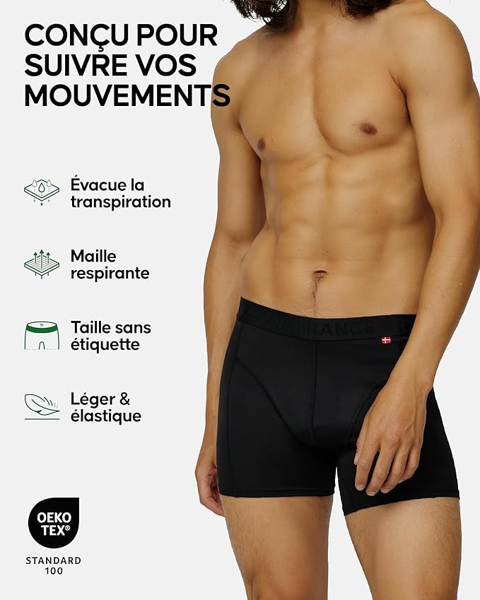DANISH ENDURANCE Boxers de Sport, Respirants et Légers, Évacuent la Transpiration, pour Homme, Lot de 6