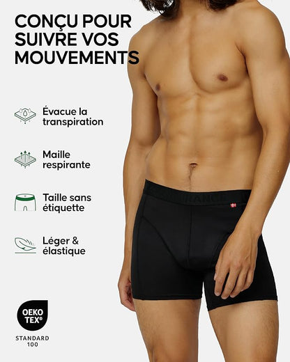 DANISH ENDURANCE Boxers de Sport, Respirants et Légers, Évacuent la Transpiration, pour Homme, Lot de 6