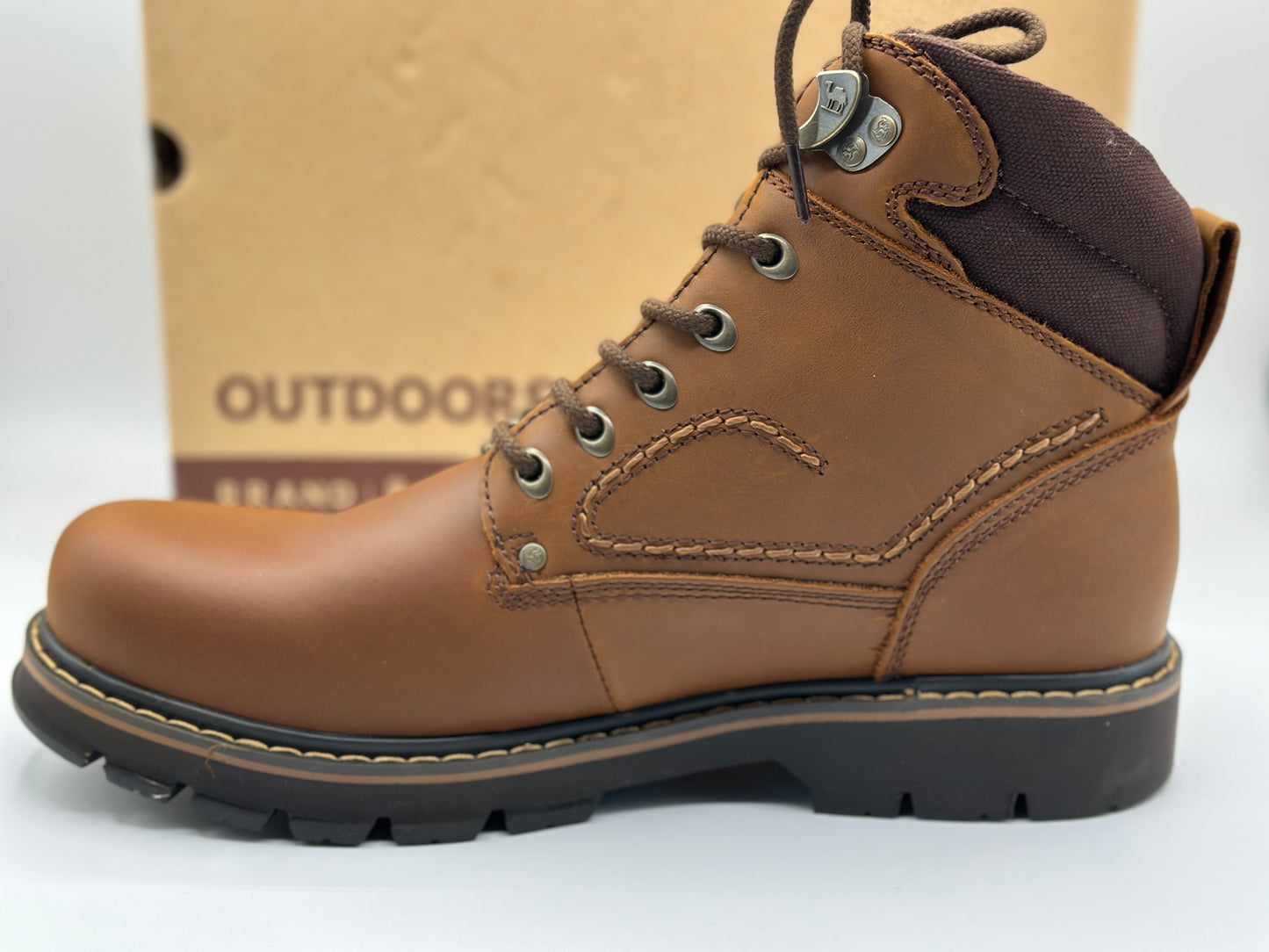 CAMEL CROWN Bottes à lacets Bottes de combat pour hommes Bottes de travail Bottes pour hommes Chaussures de travail en cuir Bottes de travail classiques à tige courte pour extérieur Bottes de loisirs antidérapantes