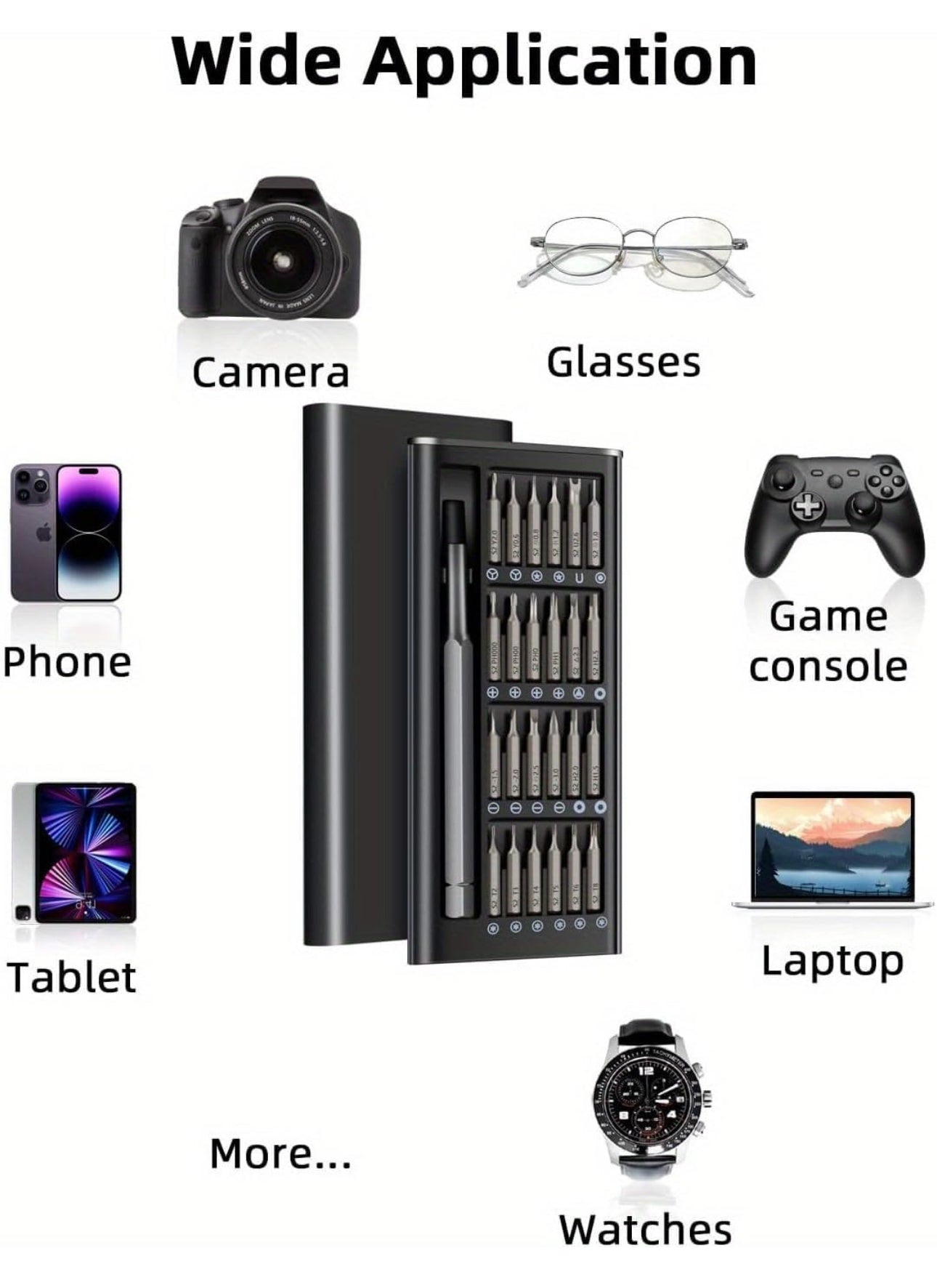 Kit de tournevis de précision 25 en 1 - Mini kit d'outils de réparation magnétique multifonction pour appareils électroniques, ordinateurs portables, montres et plus encore, noir, plat, croix