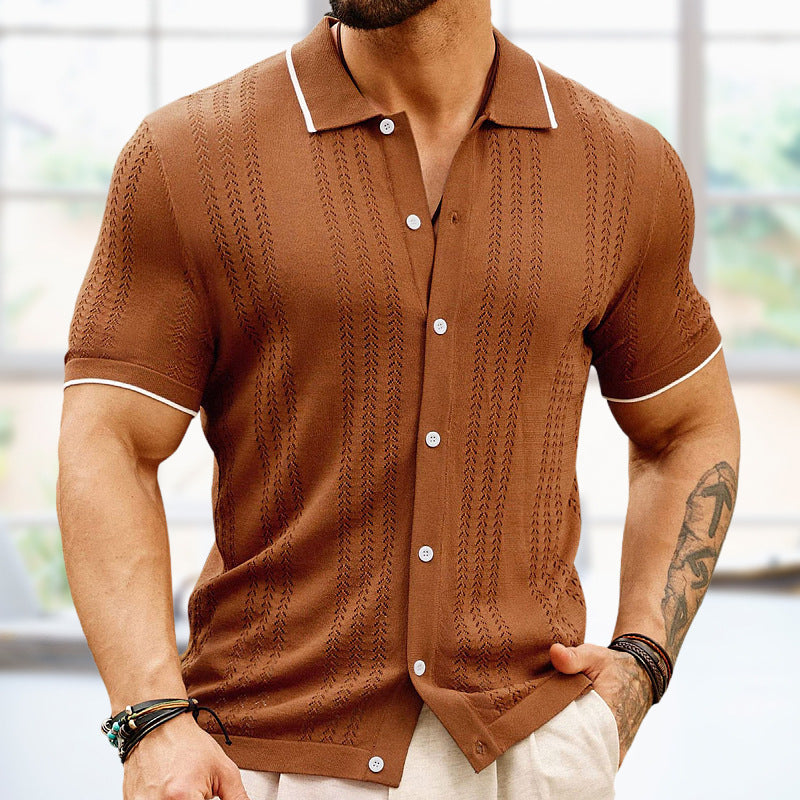 Polo à manches courtes Bouton d'été Relas Top Mode Business Vêtements pour hommes